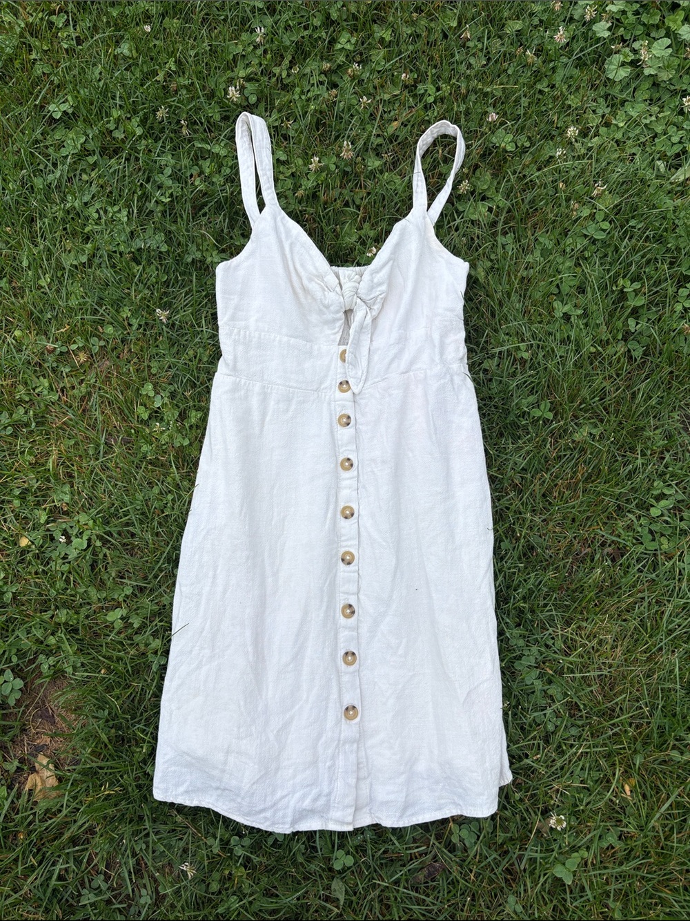 Aeropostale White Button-Front Mini Dress with Tie Bodice